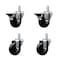 Service Caster 3.5'' Phenolic Wheel Swivel 3/4'' Square Stem Caster Set 2 Brakes, 4PK SCC-SQ20S3514-PHS-PLB-34-2-S-2 - alternate 1